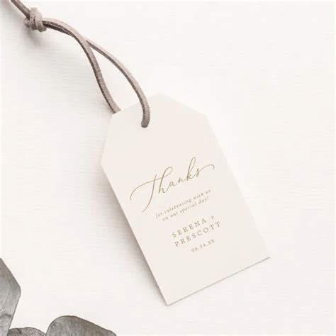 Delicate Gold Calligraphy Cream Thank You Favor T Tags Zazzle