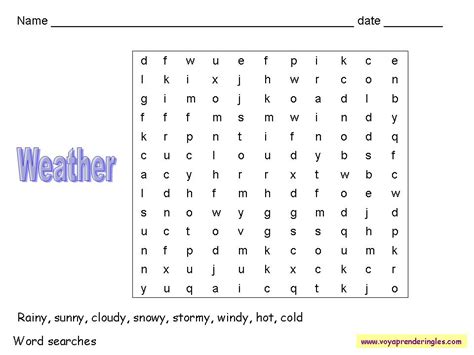 Worksheets Wordsearches Sopas De Letras En Ingl S Voy Aprender