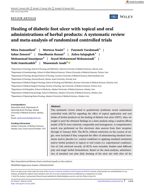 Pdf Healing Of Diabetic Foot Ulcer With Topical And Oral Administrations Of Herbal Products A