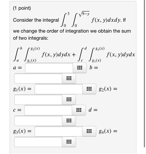 Solved 1 Point 3 Consider The Integral F X Y Dxdy If 0 Chegg