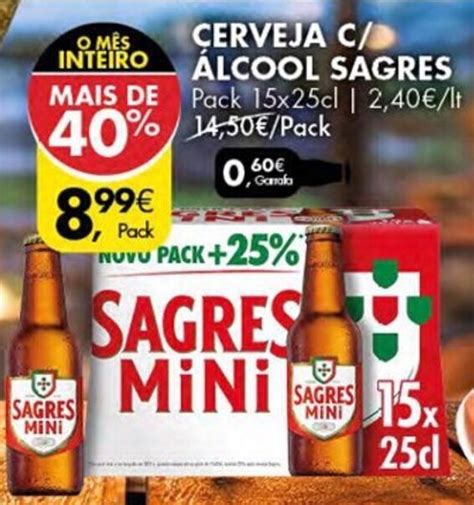 Promoção CERVEJA C ÁLCOOL SAGRES Pack 15x25cl em Pingo Doce