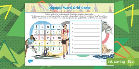 FREE Olympic Word Grid Game Creat De Profesori Twinkl