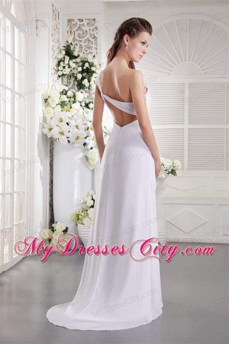 White One Shoulder 2013 Prom Dress With Ruches And Appliques