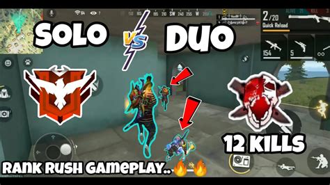 After Update Garena Free Fire Solo Vs Duo Rank Gameplay 12 Kills