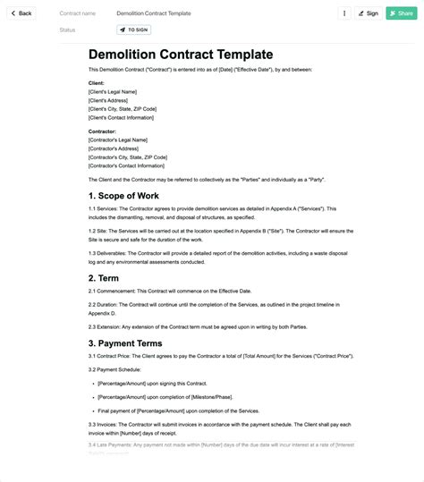 Demolition Contract Template Free To Use
