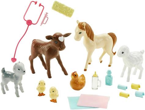 Barbie Farm Vet Playset SET Doll, 7 Animals