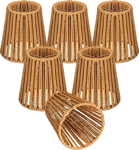 6Pack Clip On Chandelier Shades Small Lamp Shades Rattan Boho Empire