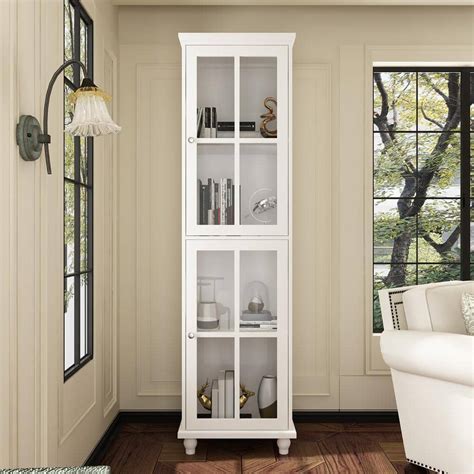 FUFU GAGA 18 1 In Width White 4 Shelves Tall Elegant Wooden Standard