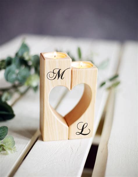 Wedding Candle Holder Wood Rustic Candle Holder Wedding Gift Personalized Wedding Decorations ...