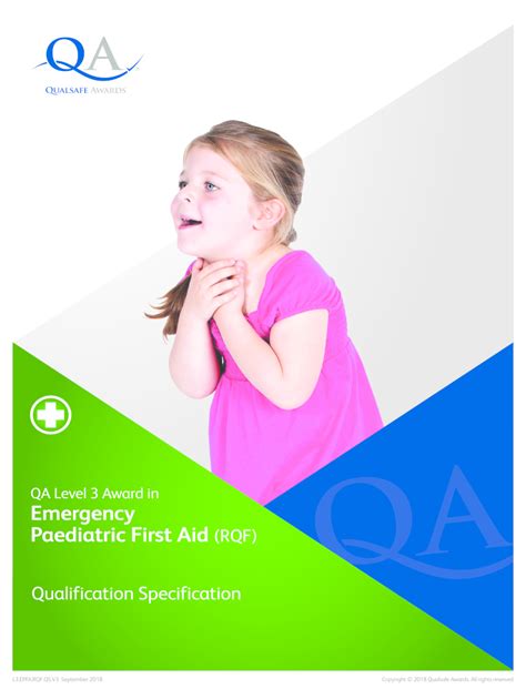 Fillable Online Qa Level 3 Award In Emergency First Aid At Work Rqf