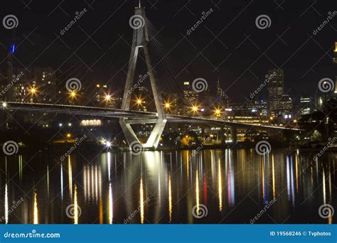 Anzac Bridge at Night Time, Sydney Australia Editorial Photo - Image of ...