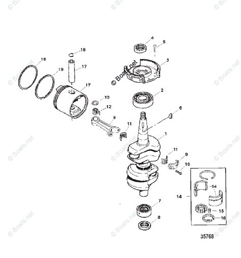 Force Outboard Oem Parts Diagram For Crankshaft Pistons And