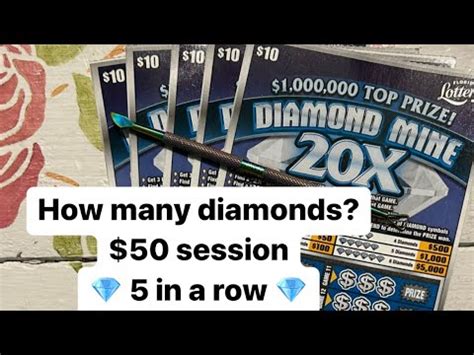 Diamond Mine 20X Florida Lottery Scratch Off WIN 50 Session 5 In A Row