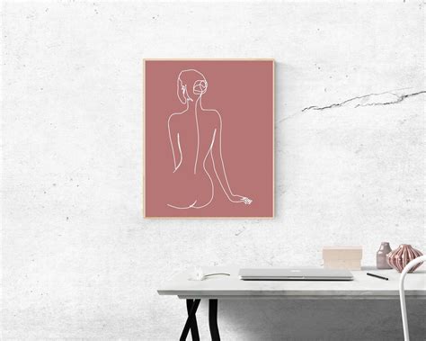 Woman Laying Down Art Minimalist Naked Woman Printable Wall Art Fine