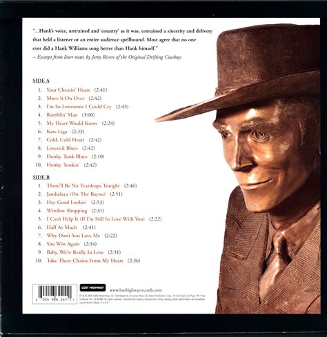 Hank Williams 20 Of Hank Williams Greatest Hits Lp Vinyl Rockers Records