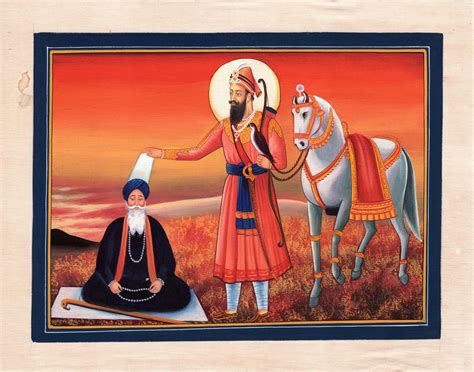 Guru Gobind Singh Sikh Painting Handmade Punjab Religion Watercolor Hi