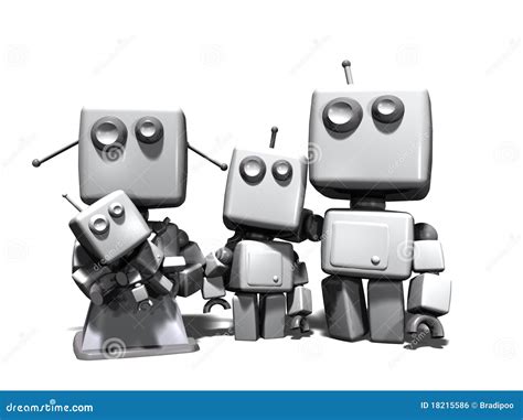 The 3D Robot Family Royalty Free Stock Image - Image: 18215586