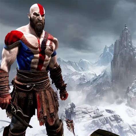 Title Screen Of The Game God Of War With Kratos And Stable Diffusion