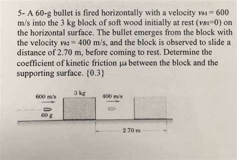 Solved 5 A 60 G Bullet Is Fired Horizontally With A