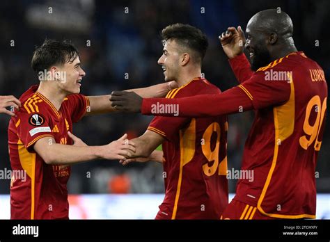 Rome Italy Th Dec Niccolo Pisilli Of As Roma Celebrates With