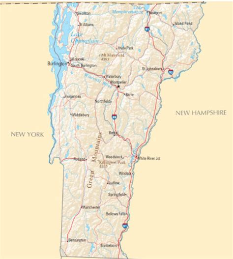 VERMONT STATE ROAD Map Glossy Poster Picture Photo Banner Vt City ...