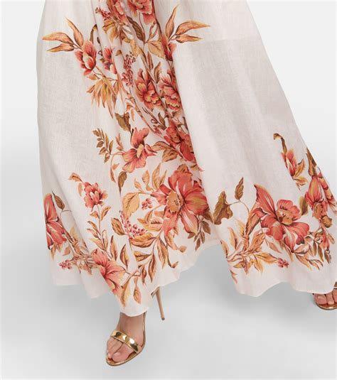 Zimmermann Vacay Billow Belted Floral Linen Maxi Dress Zimmermann