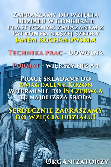 Konkurs plastyczny związany z patronem szkoły Janem Kochanowskim