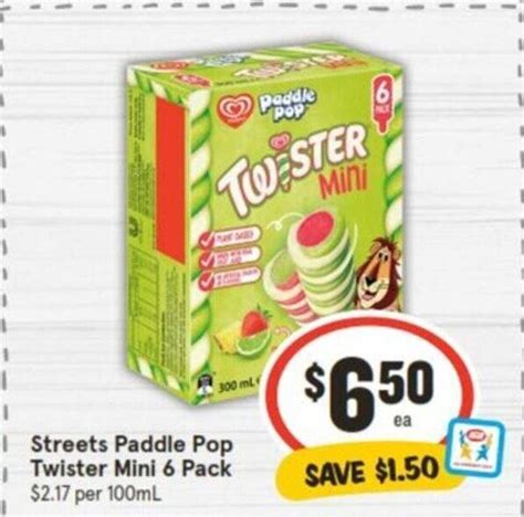 Streets Paddle Pop Twister Mini 6 Pack offer at IGA