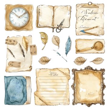 Vintage Journal Sticker Set Vintage Journal Sticker PNG Transparent