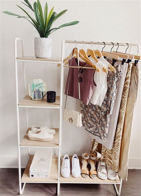 IRIS USA Clothing Rack, Clothes Rack with 4 Wood Shelves, Freestanding ...