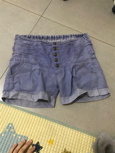 Celana Pendek Shortpants Hotpants Hot Pant Pants Short Jeans Ripped Rip Jean Biru Navy Dark Blue