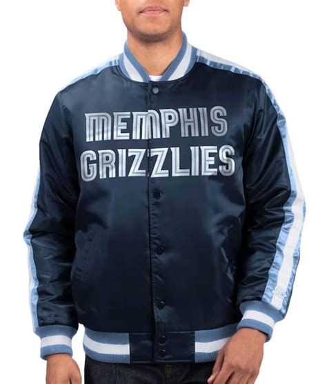 Starter Full Snap Satin The Offensive Memphis Grizzlies Navy Jacket