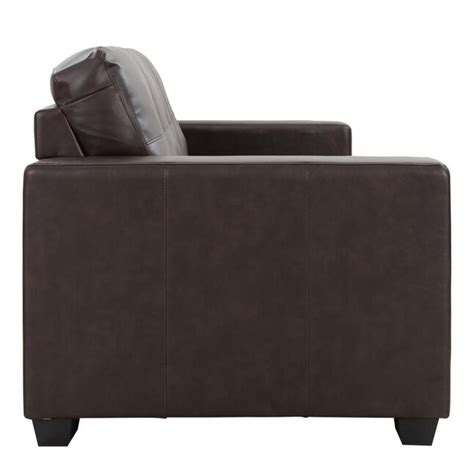 Corliving Club 82 In Modern Chocolate Brown Faux Leather 3 Seater Sofa At