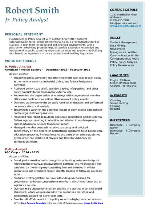 Policy Analyst Resume Samples Templates For