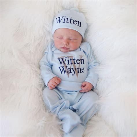 Baby Boy Personalized Outfit- Light Blue – Junie Grace