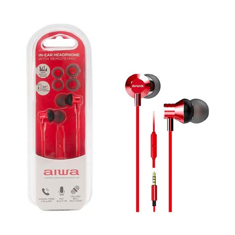 Auricular In Ear Con Micrófono AIWA ESTM 50BK Rojo Swiss pro