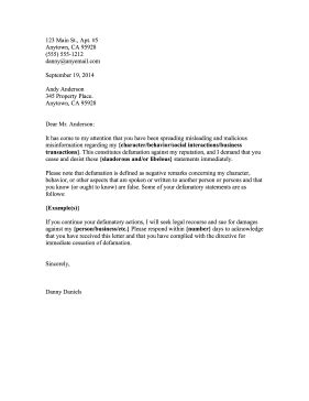 Free Defamation Slander Libel Cease And Desist Letter Pdf Off