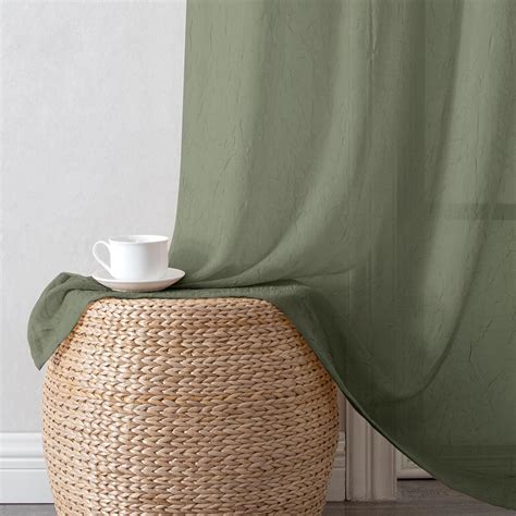 Amazon Ovzme Crushed Panels Sage Green Sheer Curtains Inch