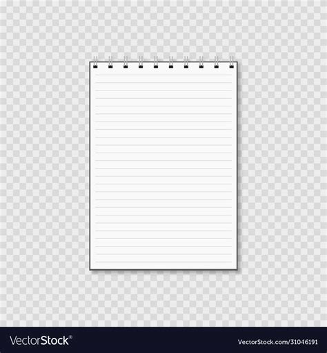 Notepad with shadow on transparent background Vector Image