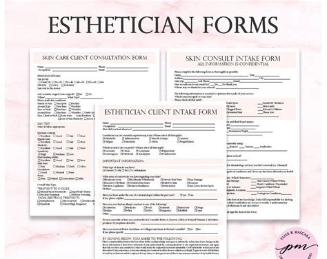 Esthetician Client Intake Form Template