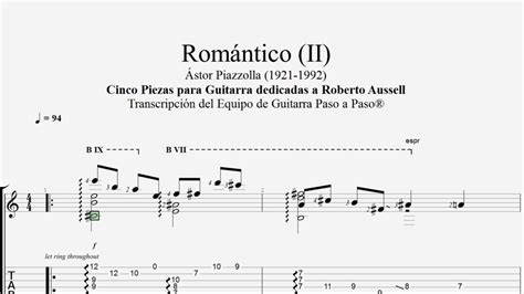 Romántico Ii Ástor Piazzolla Tablatura Por Jesús Amaya Youtube