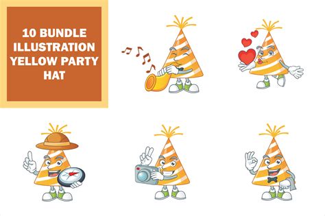 Yellow Party Hat Bundle Graphic By Kongvector2020 · Creative Fabrica