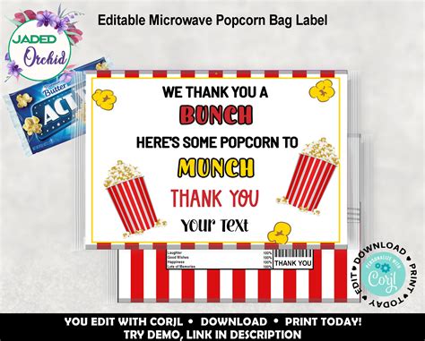 Popcorn Label Template