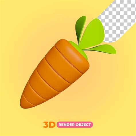 3d renderização de ilustração de cenoura PSD Premium