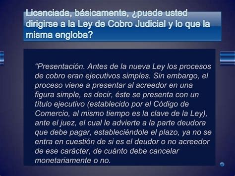 Ley De Cobro Judicial Y El Proceso Monitorio Ppt