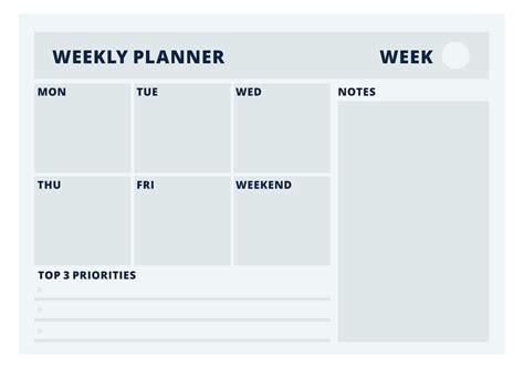 Premium Vector Printable Weekly Planner Template Blank Horizontal Page