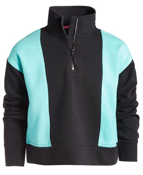 Id Ideology Big Girls Colorblocked Quarter Zip Long Sleeve Top Created