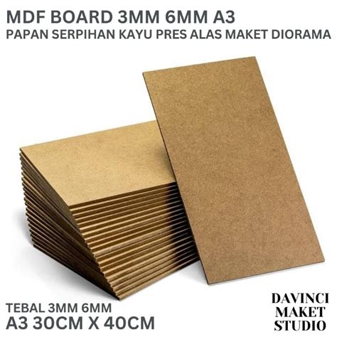 Jual MDF Karton Kayu Partikel Bahan Alas Maket A3 MDF HMR Board 3mm