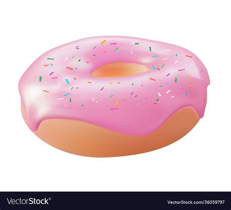 Realistic 3d Sweet Tasty Donut With Pink Vector Image