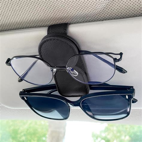 Amazon KIWEN Sunglasses Holder For Car Visor Magnetic Leather